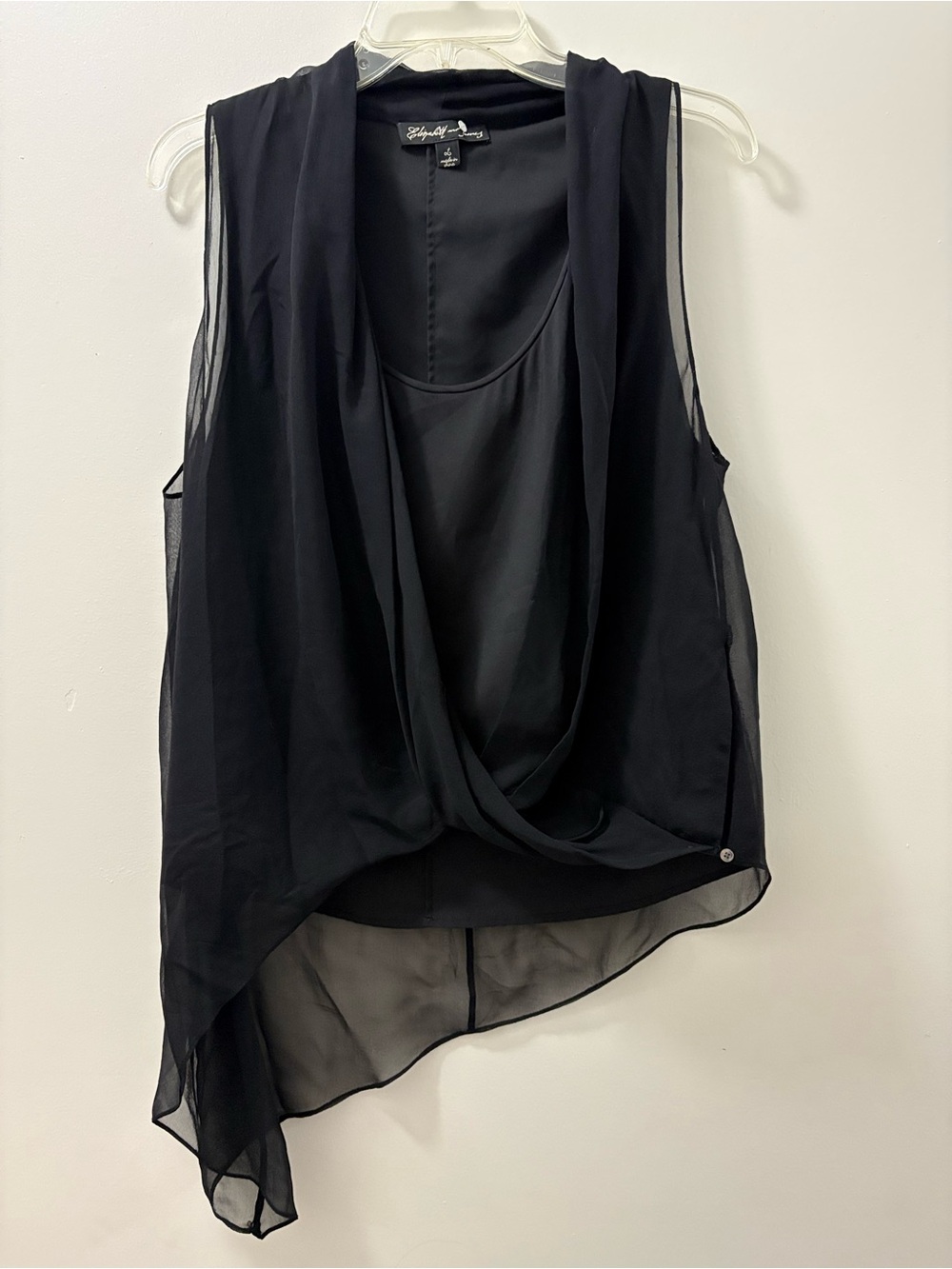 Elizabeth and James Black Sleeveless Sheer Overlay Top